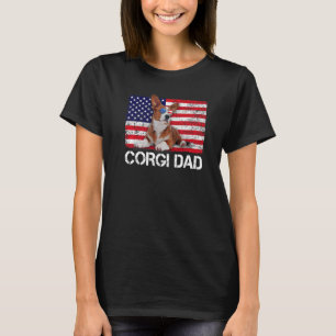 Zonnebril Corgi Vader Vlag Amerika Amerika Hond T-shirt