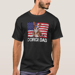 Zonnebril Corgi Vader Vlag Amerika Amerika Hond T-shirt