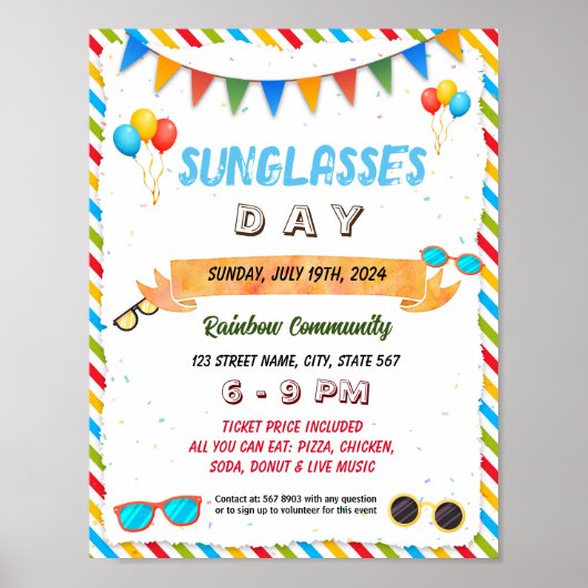 Zonnebril Dag schoolevenement flyer poster (Voorkant)