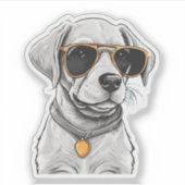 Zonnebril Dragen Hond Waterdicht Sticker (Voorkant)