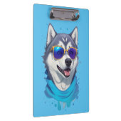 Zonnebril-dragende Husky Hond in Speelse Splash Klembord (Rechts)
