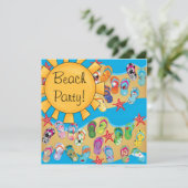 Zonnebril Flip Flops Strandfeest Kaart (Staand voorkant)