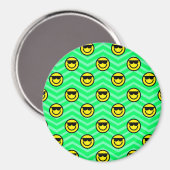 Zonnebril Happy Face op Neon Green Chevron Magneet (Voorkant / Achterkant)
