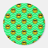 Zonnebril Happy Face op Neon Green Chevron Magneet (Voorkant)