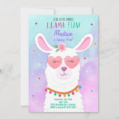 Zonnebril Llama Kids Verjaardagsuitnodiging Kaart (Voorkant)