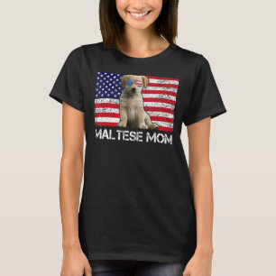 Zonnebril Maltese Moeder Vlag Amerikaanse Hond T-shirt