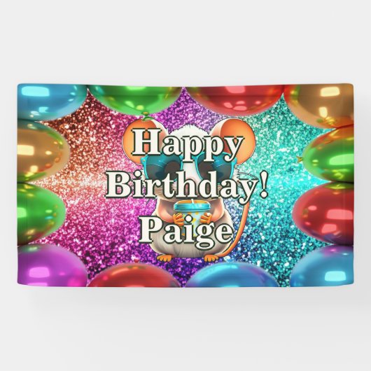 Zonnebril Muis Gepersonaliseerd karakter verjaarda Spandoek (Horizontaal)