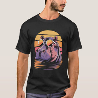 Zonnebril Nijlpaard Strand Zonsondergang Nijlpaard T-shirt