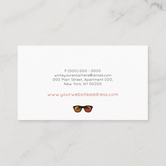 Zonnebril Oogglazen Bril Opticien oranje Visitekaartje (Achterkant)