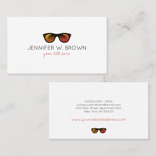 Zonnebril Oogglazen Bril Opticien oranje Visitekaartje (Voorkant / Achterkant)