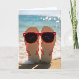 Zonnebril op Flip-flops in strandzand Kaart
