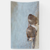 Zonnebril op het strand spandoek (Verticaal)