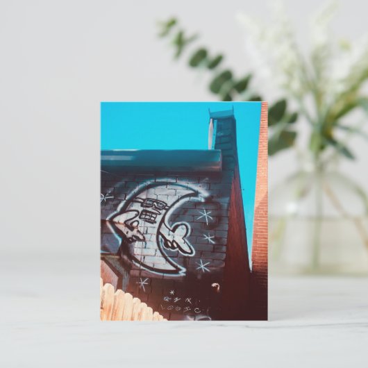 zonnebril op nachtmaan briefkaart (Staand voorkant)