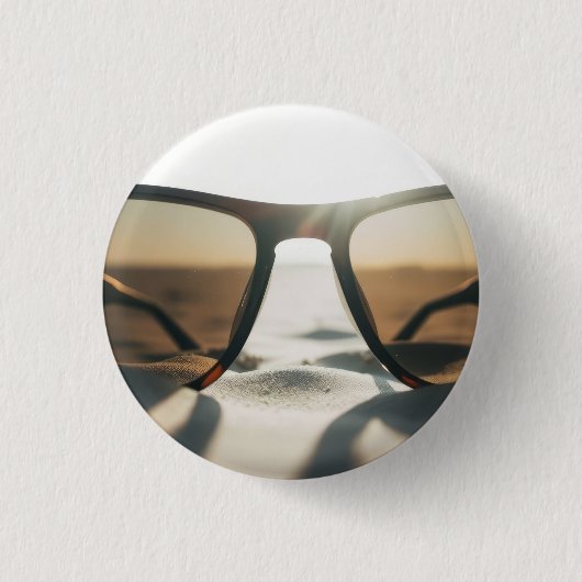 Zonnebril op Zand Ronde Button 3,2 Cm (Voorkant)