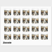 Zonnebril op Zand Vierkante Sticker (Vel)