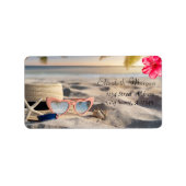 Zonnebril Pet Zeeschelpen Zand Hibiscus Etiket (Voorkant)