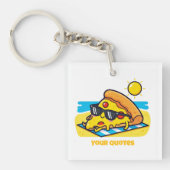Zonnebril Pizza Ontspannen op het Strand Sleutelhanger (voorkant)