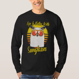 Zonnebril Retro Zonsondergang Strand Vakantie Uil T-shirt