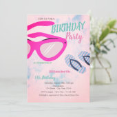 Zonnebril Teenslippers Zomerverjaardagsfeest Kaart (Staand voorkant)