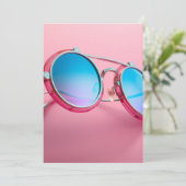 Zonnebril thema ontwerp, roze cool kaart (Staand voorkant)