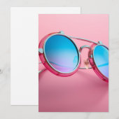 Zonnebril thema ontwerp, roze cool kaart (Voorkant / Achterkant)