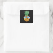 Zonnebril voor ananas Aloha Hawaii Hawaiian Beache Vierkante Sticker (Tas)