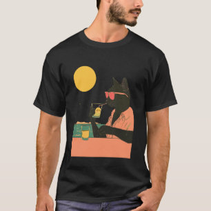 zonnebril zwarte kat zee vakantie kleur kunst t-shirt