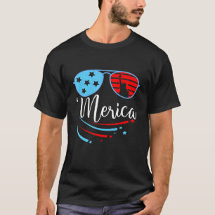 Zonnebrillen Amerikaanse vlag Merica met een stand T-shirt