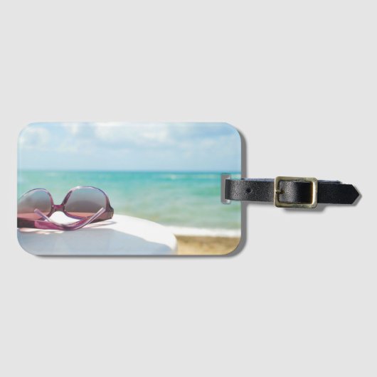 Zonnebrillen bij strand bagagelabel (Voorkant (horizontaal))