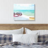 Zonnebrillen bij strand canvas afdruk (Insitu (Slaapkamer))