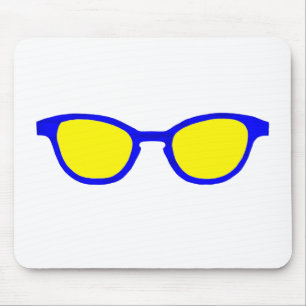 Zonnebrillen Blauwe Rim Gele Lens De MUSEUM Zazzle Muismat