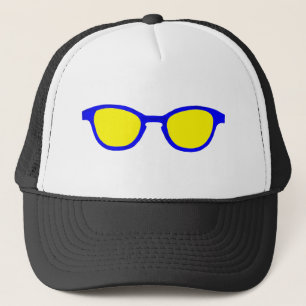 Zonnebrillen Blauwe Rim Gele Lens De MUSEUM Zazzle Trucker Pet