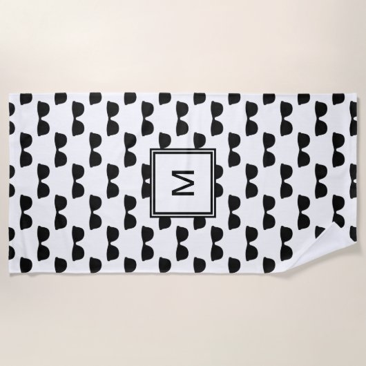 Zonnebrillen Cool Black & White Shades Monogrammed Strandlaken (Voorkant)
