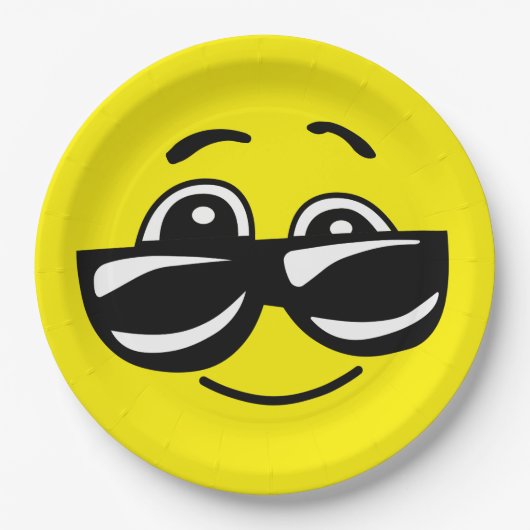 Zonnebrillen Cool Face Funny Emoticon Party Papieren Bordje (Voorkant)