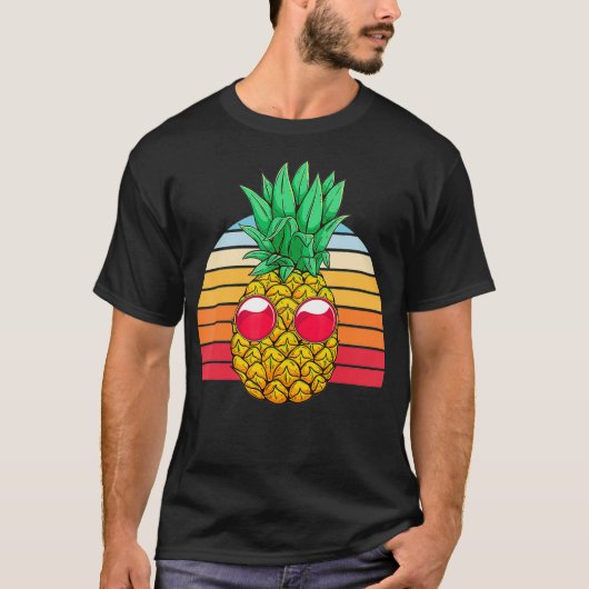 Zonnebrillen Cool Pineappel Exotic Fruit Retro Tro T-shirt (Voorkant)