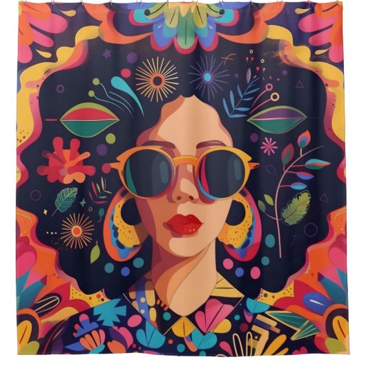 Zonnebrillen en Sass Douchegordijn (Voorkant)