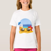 Zonnebrillen en strandscène voor de zomer t-shirt (Voorkant)