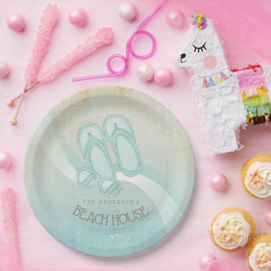 Zonnebrillen en Teenslippers Aqua ID623 Papieren Bordje (Feest)