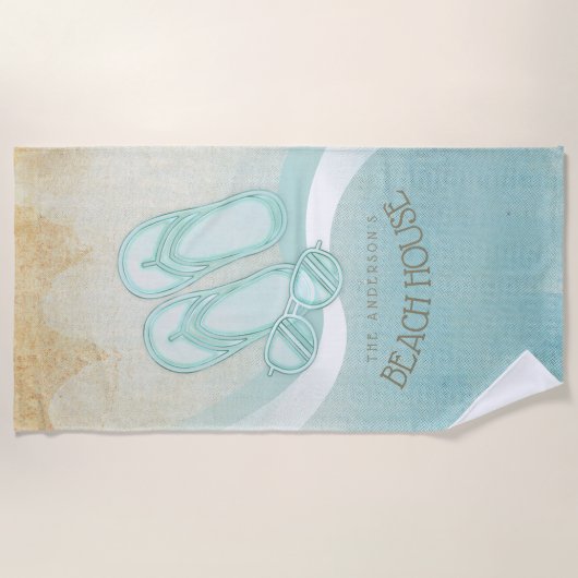 Zonnebrillen en Teenslippers Aqua ID623 Strandlaken (Voorkant)