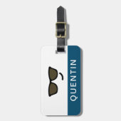 Zonnebrillen glimlachend gezicht bagagelabel (Voorkant verticaal)