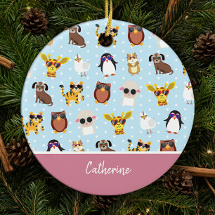 Zonnebrillen met de naam Kerstmis Keramisch Ornament