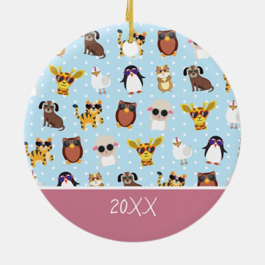 Zonnebrillen met de naam Kerstmis Keramisch Ornament (Achterkant)