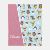 Zonnebrillen met naam voor de levende dieren fleece deken (Voorkant)