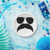 Zonnebrillen met snor - Kies achtergrondkleur Papieren Bordje (Feest)