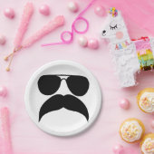 Zonnebrillen met snor - Kies achtergrondkleur Papieren Bordje (Feest)