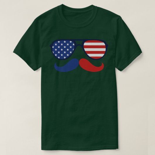 Zonnebrillen Mustache American Flag 4 juli Patr T-shirt (Design voorkant)
