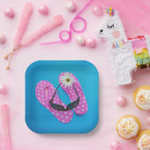 Zonnebrillen op Polka Dot Teenslippers Papieren Bordje (Feest)