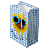 Zonnebrillen op zonnebloem Middelgrote Gift Bag Medium Cadeauzakje (Voorkant Gekanteld)