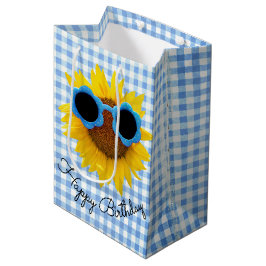 Zonnebrillen op zonnebloem Middelgrote Gift Bag Medium Cadeauzakje