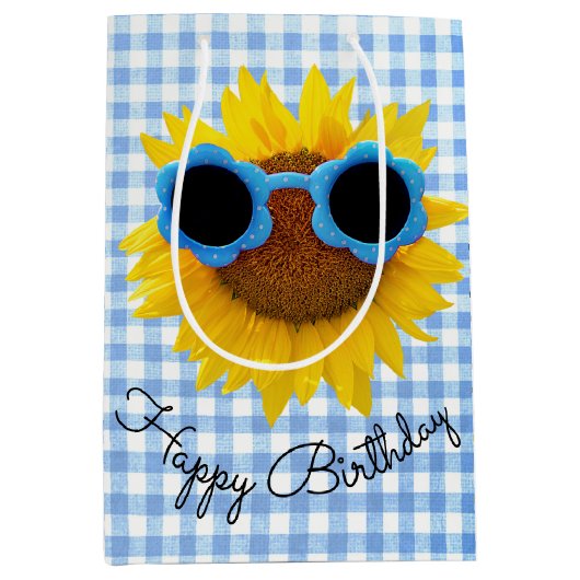 Zonnebrillen op zonnebloem Middelgrote Gift Bag Medium Cadeauzakje (Voorkant)